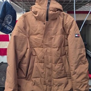 Tommy Hilfiger Tan Canvas Puffer Jacket. Size S/P